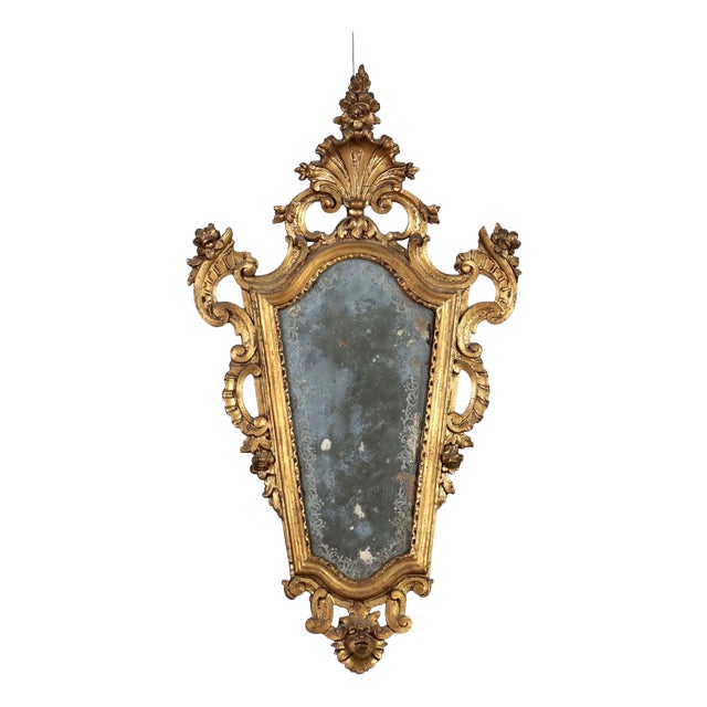 18th Century Carved and Gilded Wood Mirror, Italy For Sale