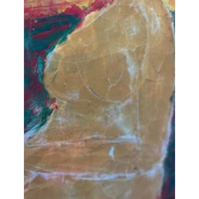 Mid-Century Modern Vintage Sacha Tébo Signed Encaustic Nude Portrait Painting, 1968, Haitian Modernist For Sale - Image 3 of 11