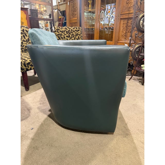 Contemporary Striped Green, Contemporary, Bucket Swivel Chair For Sale - Image 3 of 5