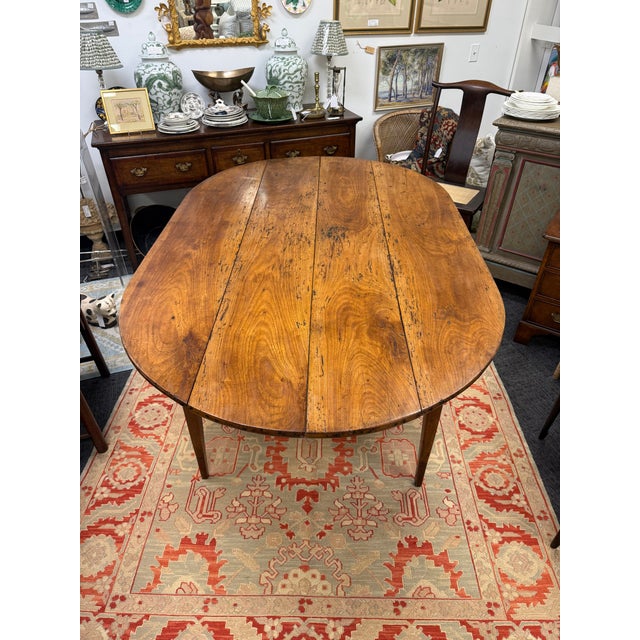 Brown Antique English Oval Dining Table With Tapered Legs For Sale - Image 8 of 8