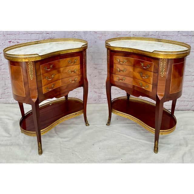 Elegant Louis XV Side Tables With Marble Tops and Brass Accents - A Pair For Sale - Image 17 of 17