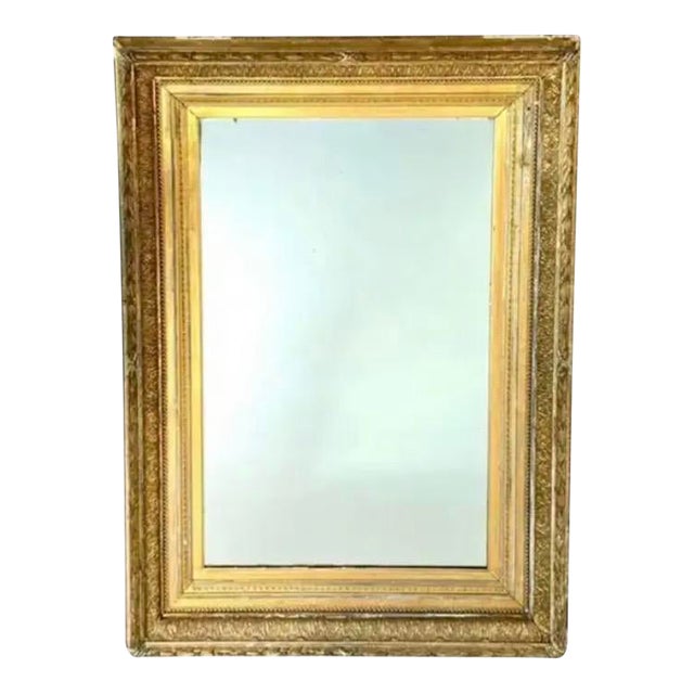 Large 19th Century Giltwood Wall Mirror, Carved Foliate Design Frame For Sale