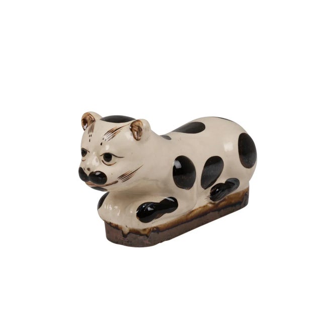 Black Cat in Black and White Ceramic, 1900s For Sale - Image 8 of 8