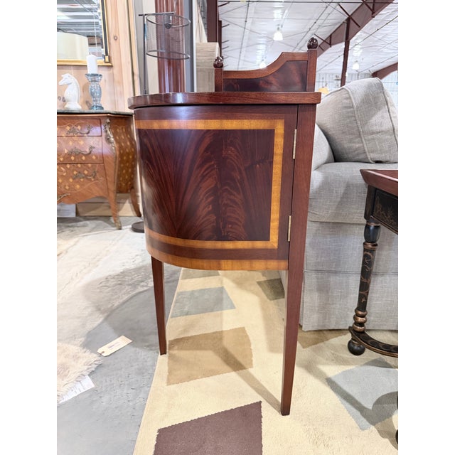 Transitional Late 20th Century Classic Inlaid Mahogany Sideboard With Tambour Doors For Sale - Image 3 of 11