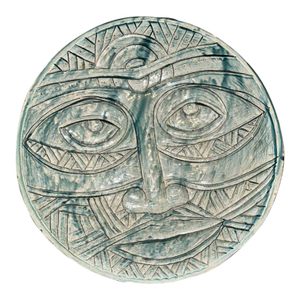 “Guardian of Dreams” — Rare Raku-Fired Mask Bowl by Gene Pearson, Jamaica, 2000s