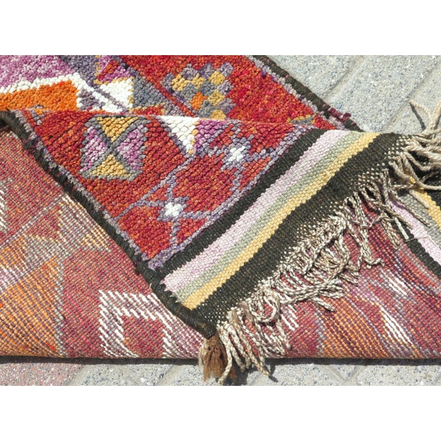 70s Orangecolor Herki Carpet Runner Long Runner Rug For Sale - Image 4 of 11