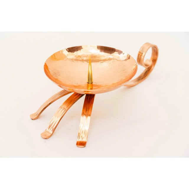 Portable copper Candle Holder for Wine Cellars vienna around 1950s. Polished and stove enameled.