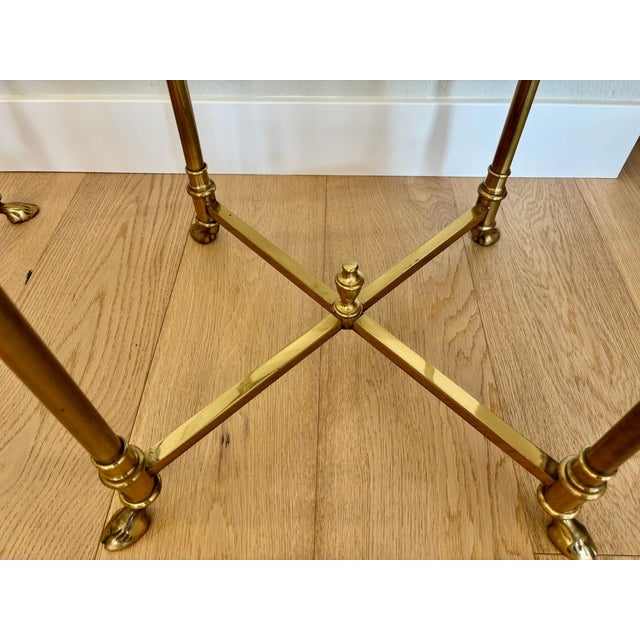 Vintage Italian Brass and Glass Round Side Tables - A Pair For Sale - Image 11 of 18
