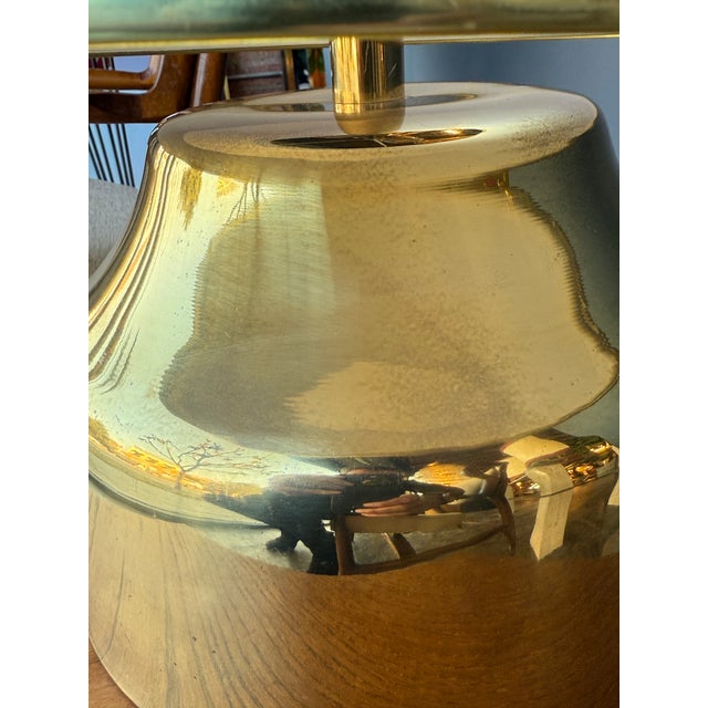 Brass Italian Brass Table Lamp With Canvas Shade. 1970s For Sale - Image 8 of 10