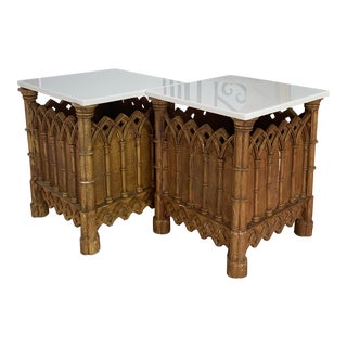 Early 20th Century Vintage Gothic Styled Side Tables For Sale