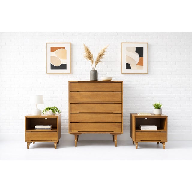 Fantastic and Well Priced Set consisting of Mid Century Modern Dresser and Nightstand Set by Stanley Furniture, c. 1960's....