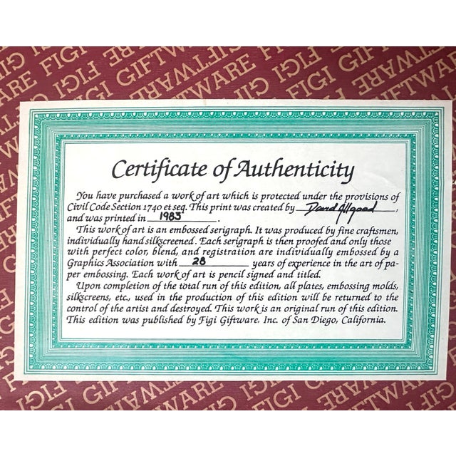 David Allgood Embossed Roses Serigraph | Signed Numbered Art Deco Print (1983) For Sale In Denver - Image 6 of 12