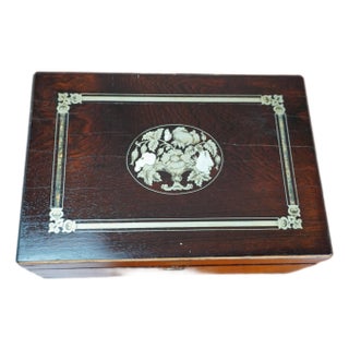 Antique Napoleon III Rosewood Lap Desk With Brass and Mother of Pearl Inlay For Sale
