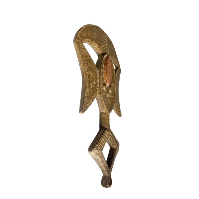 1980s VTG Bakota Brass and Wood Sculpture W/Stand 23" H For Sale - Image 5 of 6