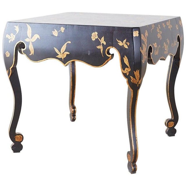 Chinoiserie Style Black Lacquer Parcel Gilt Center Table For Sale - Image 13 of 13