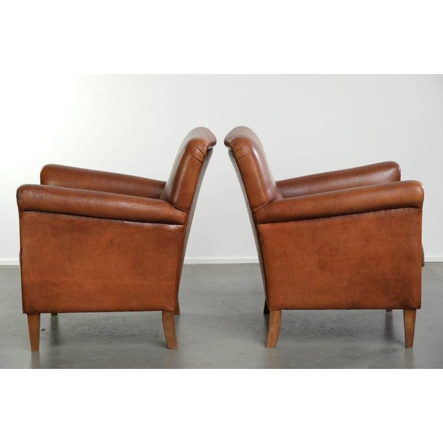 Vintage Sheepskin Leather Armchairs, Set of 2 For Sale - Image 4 of 15