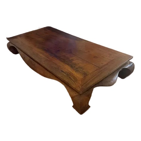 Hand Carved Solid Teak Coffee Table For Sale