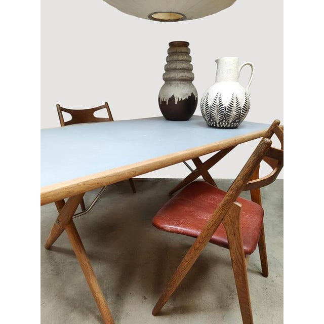 Andreas Tuck Vintage Sawhorse AT303 Dining Table by Hans J. Wegner for Andreas Tuck, 1960s For Sale - Image 4 of 9