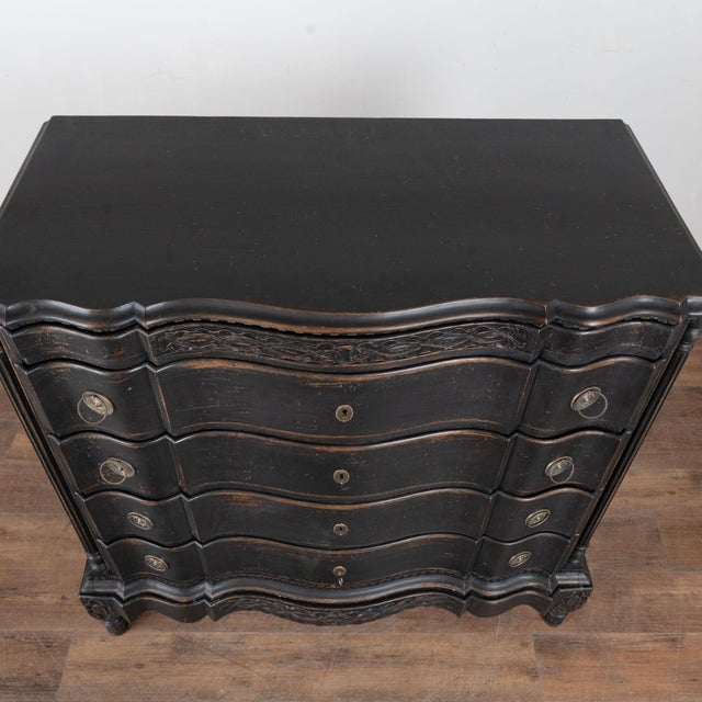Late 18th Century Black Rococo Oak Chest of Five Drawers, Denmark For Sale - Image 12 of 13