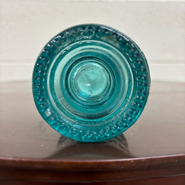 Antique Hemingray 12 Teal Glass Insulator For Sale - Image 4 of 6