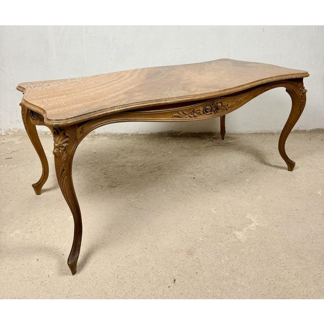 French Louis XV Style Coffee Table with Marble Top, 1940 For Sale - Image 13 of 15