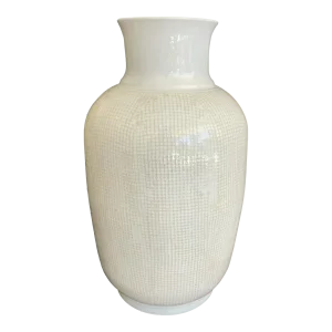 1990s Roy Hamilton Studio Pottery "Linen" Straight Sided Vase in Beige on Cream
