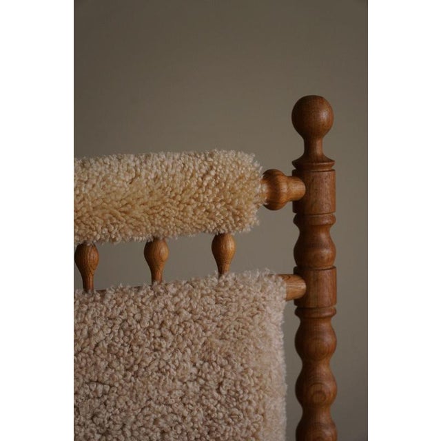 Set of Danish Modern Brutalist Sculptural Rocking Chairs in Lambswool and Oak, 1950s For Sale - Image 9 of 16