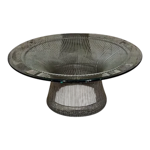 Warren Platner Knoll Modern Round Coffee Table Metal and Glass Restored