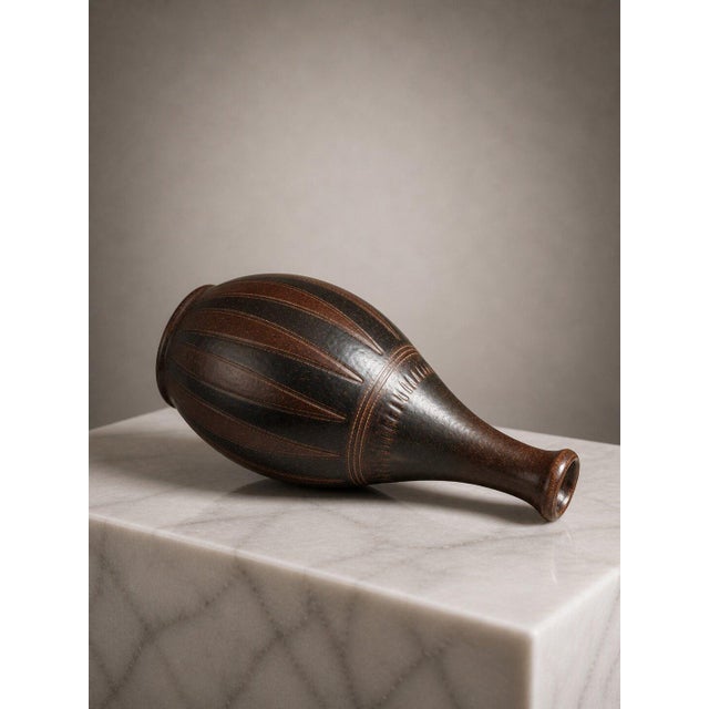 Mid-Century Modern Swedish Wallåkra Stoneware Vase by Arthur Andersson, 1950s For Sale - Image 4 of 9