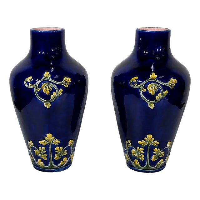 Art Nouveau Ceramic Vases, 1900s, Set of 2 For Sale
