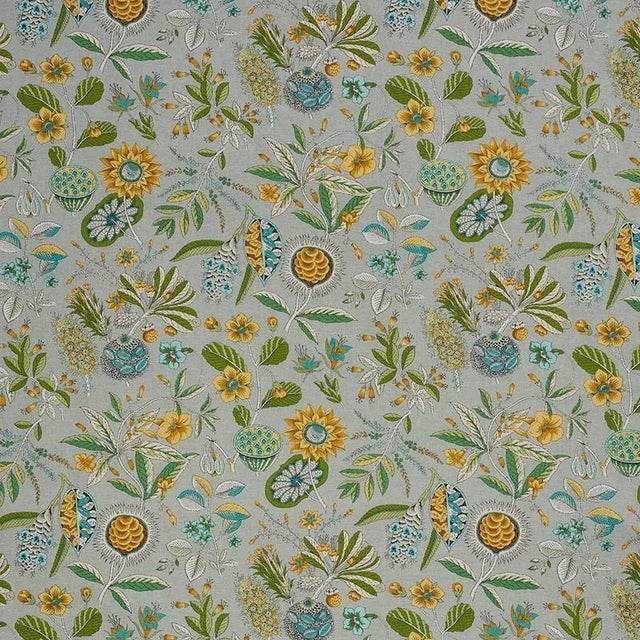 Sample - Schumacher Roca Redonda Fabric in Grey & Ochre For Sale