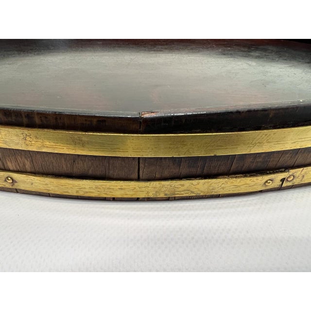 Wood 19th Century Oval Dark Walnut Tray with Brass Straps For Sale - Image 7 of 13