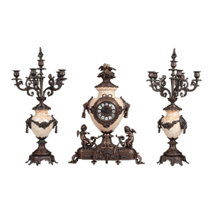 Classical Italian Mantel Clock and Candelabra Set