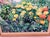Green Vintage Acrylic on Canvas Painting of Flowers & Trees by a Bridge Over a Small Brook For Sale - Image 8 of 10