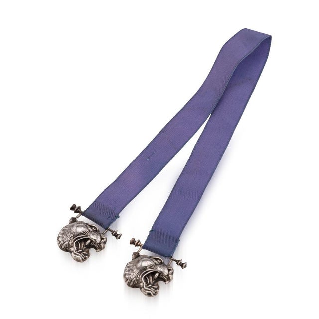 20th Century English Silver & Blue Silk Japanese Tiger Bookmark from Kate Shea, 1987 For Sale - Image 6 of 6