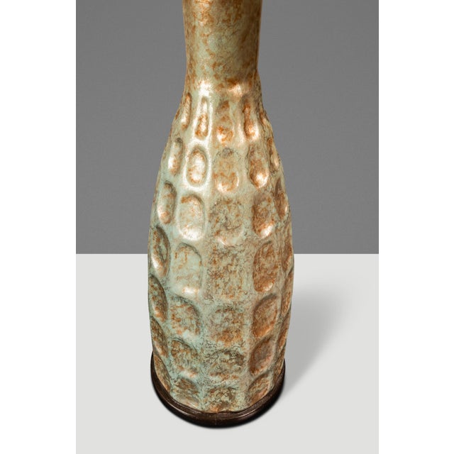 Vintage Mid-Century Modern Textured Rough Glazed Ceramic Table Lamps C. 1970s - Set of Two (2) For Sale - Image 10 of 12