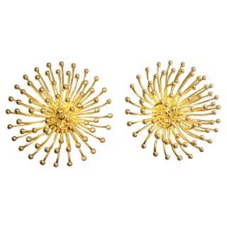Gold Pistillo Wall Lamps by Valenti Milano, 1980, Set of 2 For Sale