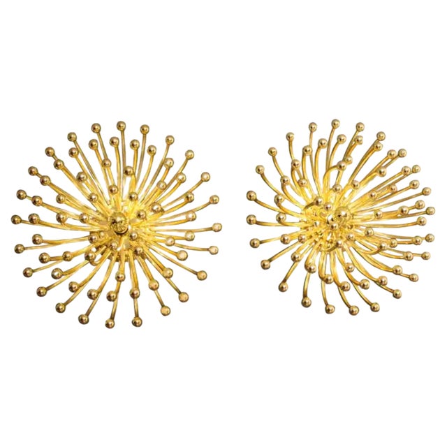 Gold Pistillo Wall Lamps by Valenti Milano, 1980, Set of 2 For Sale