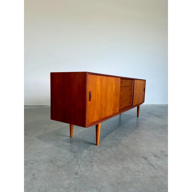 Wood Long Danish Modern Teak Credenza by Clausen & Sons, Mid Century Modern For Sale - Image 7 of 12