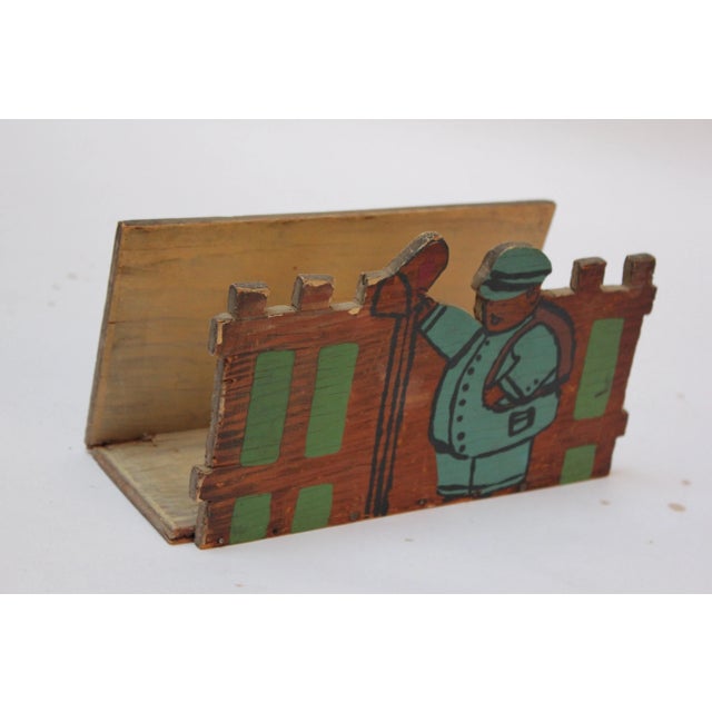 Vintage Folk Art Wooden "Postman" Letter Holder For Sale - Image 13 of 13