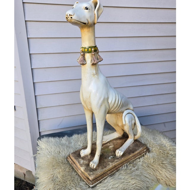 Marwal Ind. Inc. 1940s Late Art Deco Sicilian Marwal Chalkware Greyhound.Statue For Sale - Image 4 of 12