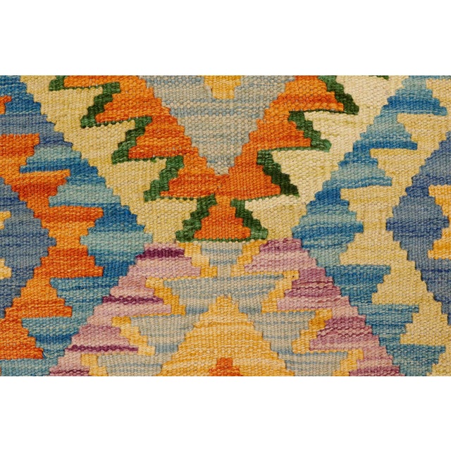 Rustic Turkish Kilim Purple Beige Hand-Woven Wool Rug For Sale - Image 4 of 9