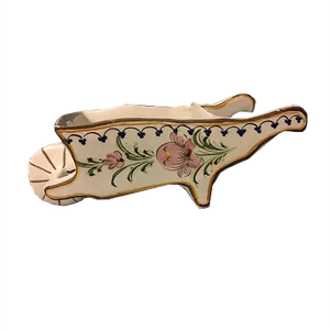 Antique Hand-Painted Porcelain-Ceramic Wheelbarrow by 17 Patterns for Limoges, 1895