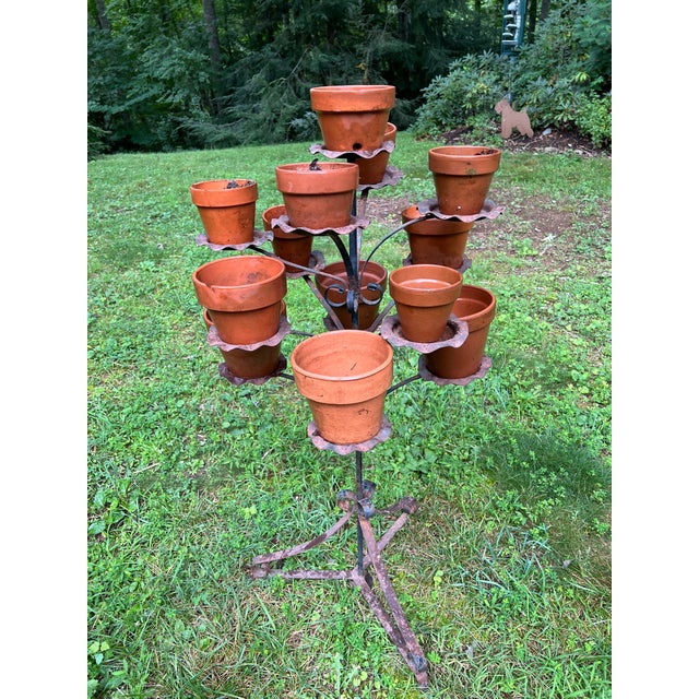Metal Vintage Wrought Iron Plant Stand For Sale - Image 7 of 12