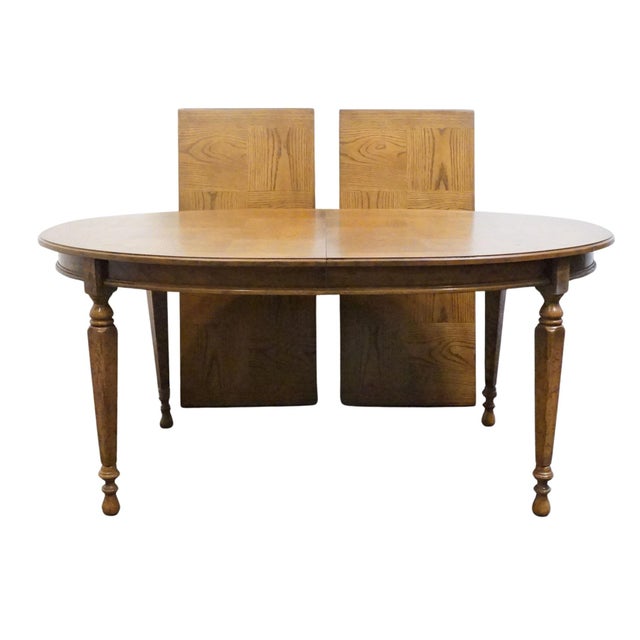 Drexel Drexel Furniture Bishopgate Collection Solid Walnut English Tudor Style 104" Oval Dining Table 160-336 For Sale - Image 4 of 10