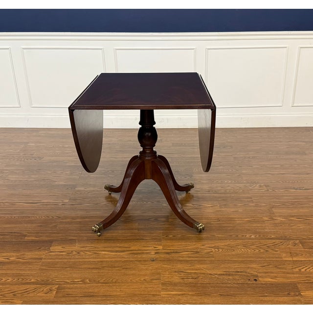 Traditional Mahogany Drop Leaf Breakfast/Dining/Game/Occasional Table by Leighton Hall - Showroom Sample For Sale - Image 9 of 16