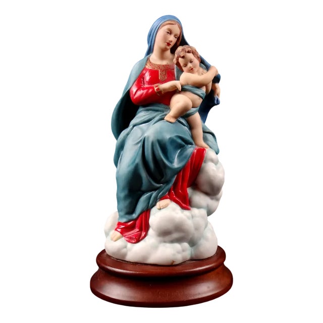 Ceramic Virgin and Child Statuette, 1980s For Sale