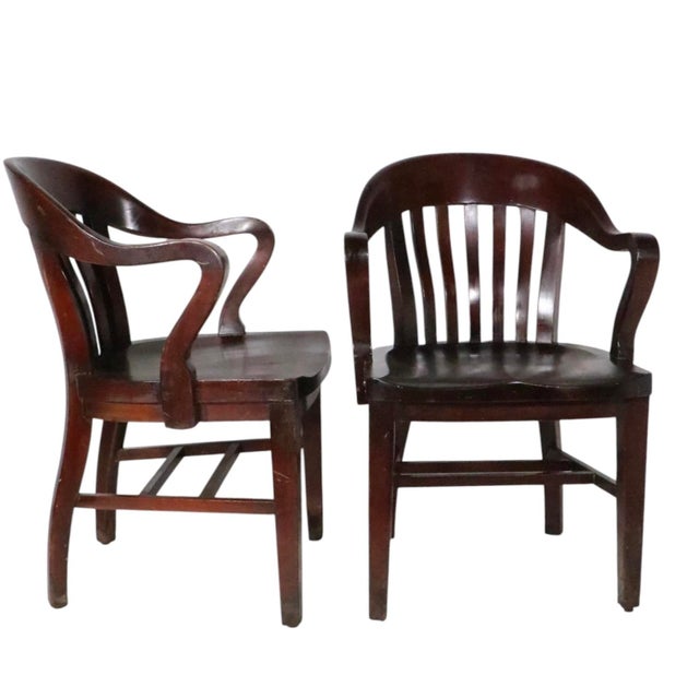 Pr. Vintage Bank of England Jury Chairs by the Marble & Shattuck Furniture Company For Sale - Image 9 of 18