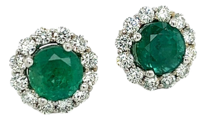 Natural Emerald Diamond Earrings 18k White Gold 3.8 TCW Certified