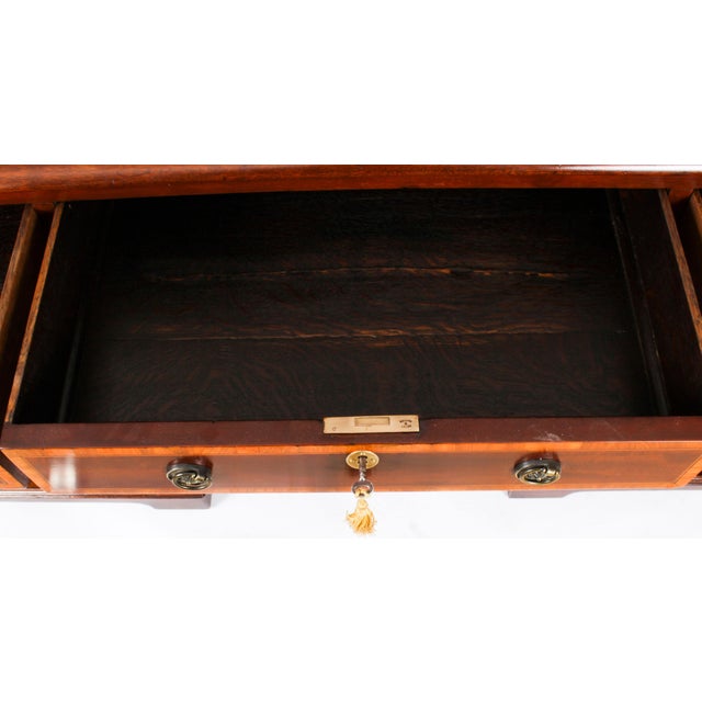 19th Century Victorian Flame Mahogany Partners Pedestal Desk For Sale - Image 6 of 18